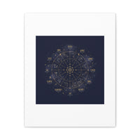Gold Zodiac Wheel Canvas | Astrology Constellation Art, Cosmic Wall Print