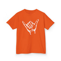 Gildan 5000B | Kids' Shaka Hand "Hang Loose" Graphic Tee – Soft Cotton Youth T-Shirt