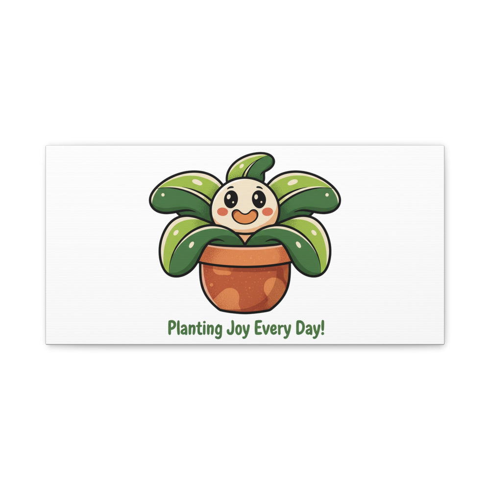 Planting Joy Every Day Canvas | Plant Parent Pun, Sage Cream Botanical Art