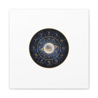 Zodiac Constellation Wheel Canvas, Astrology Art Print | Gold Foil Galaxy