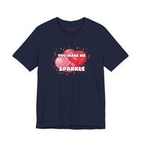 Bella+Canvas3001 | You Make Me Sparkle T-Shirt | Galentine's Friendship Tee, Pink Heart Design