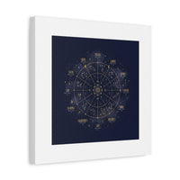 Gold Zodiac Wheel Canvas | Astrology Constellation Art, Cosmic Wall Print