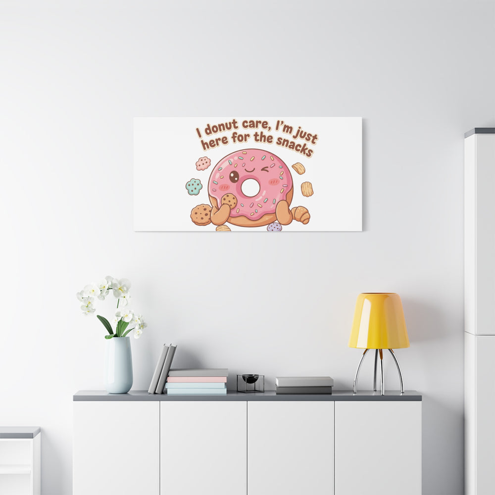 Donut Snacks Pun Canvas | Food & Snack Humor, Cozy Kawaii Art