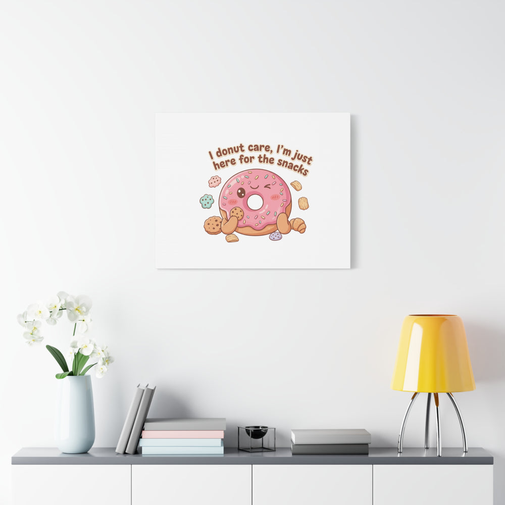 Donut Snacks Pun Canvas | Food & Snack Humor, Cozy Kawaii Art