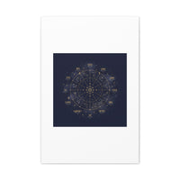 Gold Zodiac Wheel Canvas | Astrology Constellation Art, Cosmic Wall Print