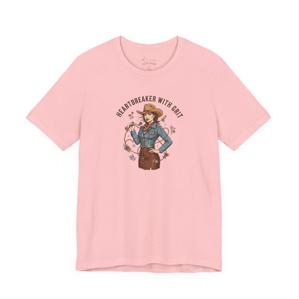 Bella+Canvas 3001 | Heartbreaker With Grit Tee | Western Valentine cowgirl, boot heart design