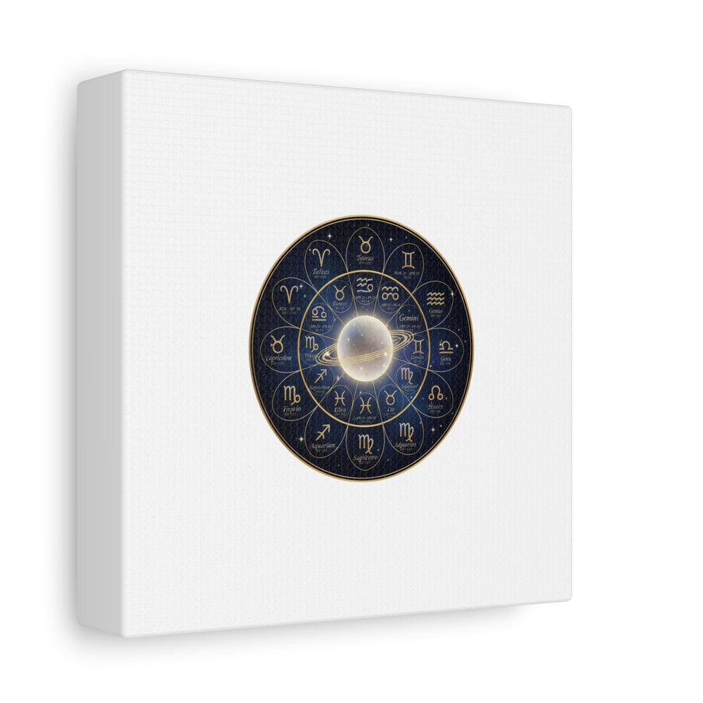 Zodiac Constellation Wheel Canvas, Astrology Art Print | Gold Foil Galaxy