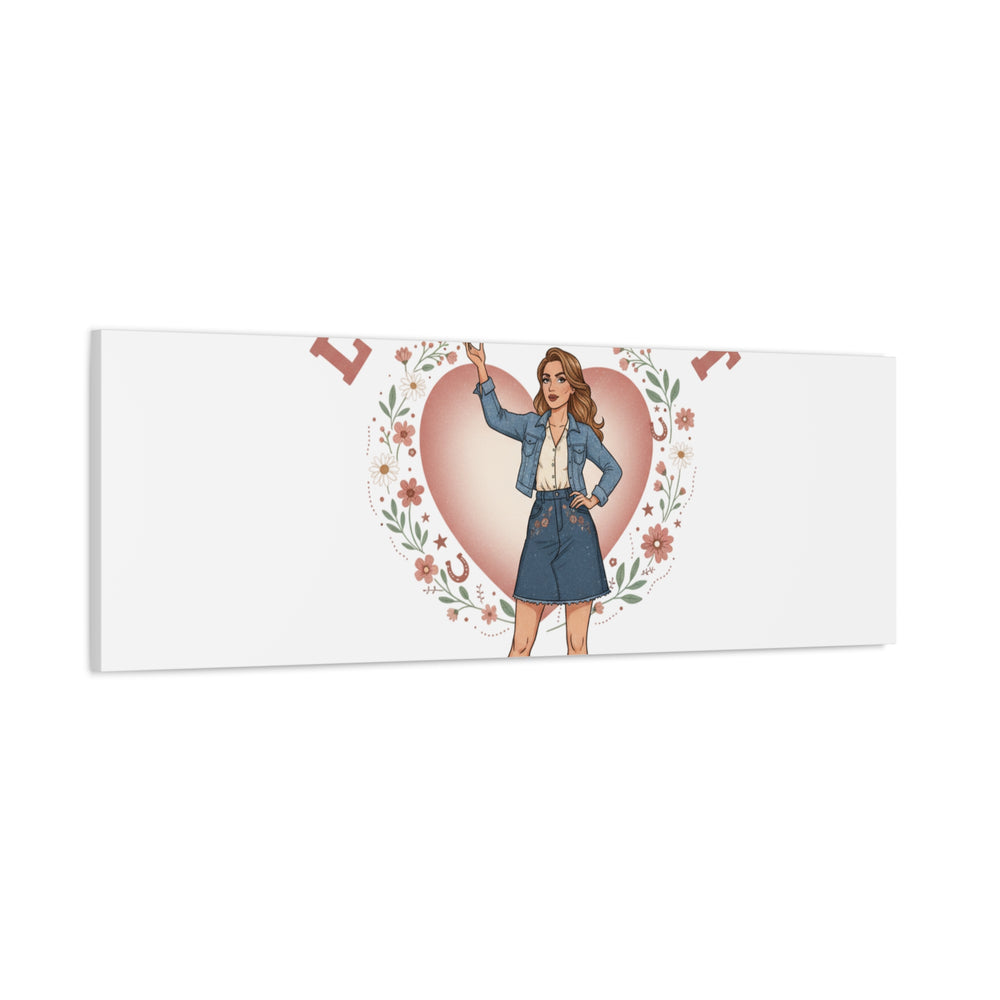 Love & Grit Canvas, Western Valentine Cowgirl Heart Poster | Cowboy Valentine