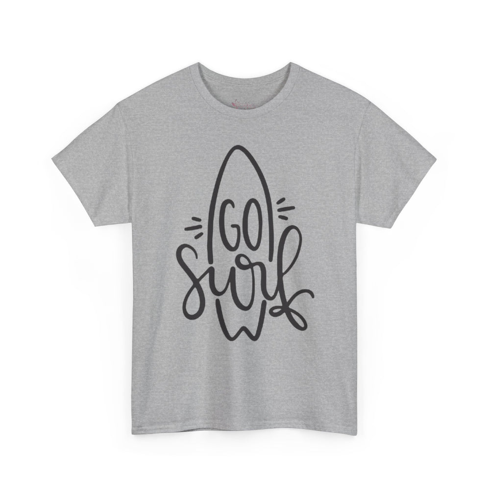 Gildan 5000 | Unisex Go Surf Cotton T-Shirt - Minimalist Coastal Surfboard Design