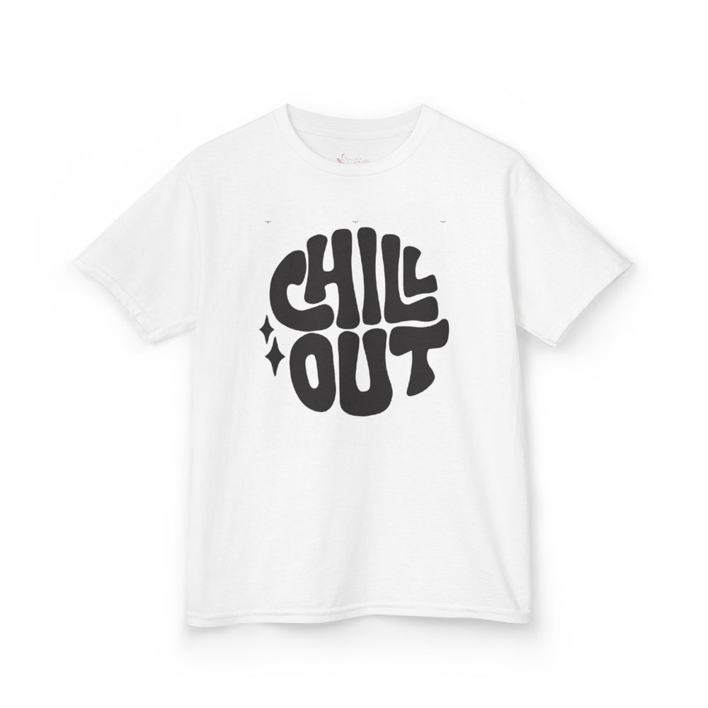 Gildan 5000B | Groovy "Chill Out" Kids' Cotton T-Shirt – Retro Aesthetic Youth Graphic Tee