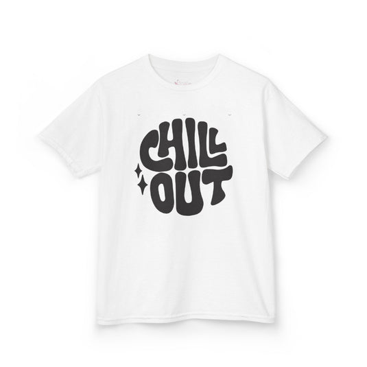 Gildan 5000B | Groovy "Chill Out" Kids' Cotton T-Shirt – Retro Aesthetic Youth Graphic Tee