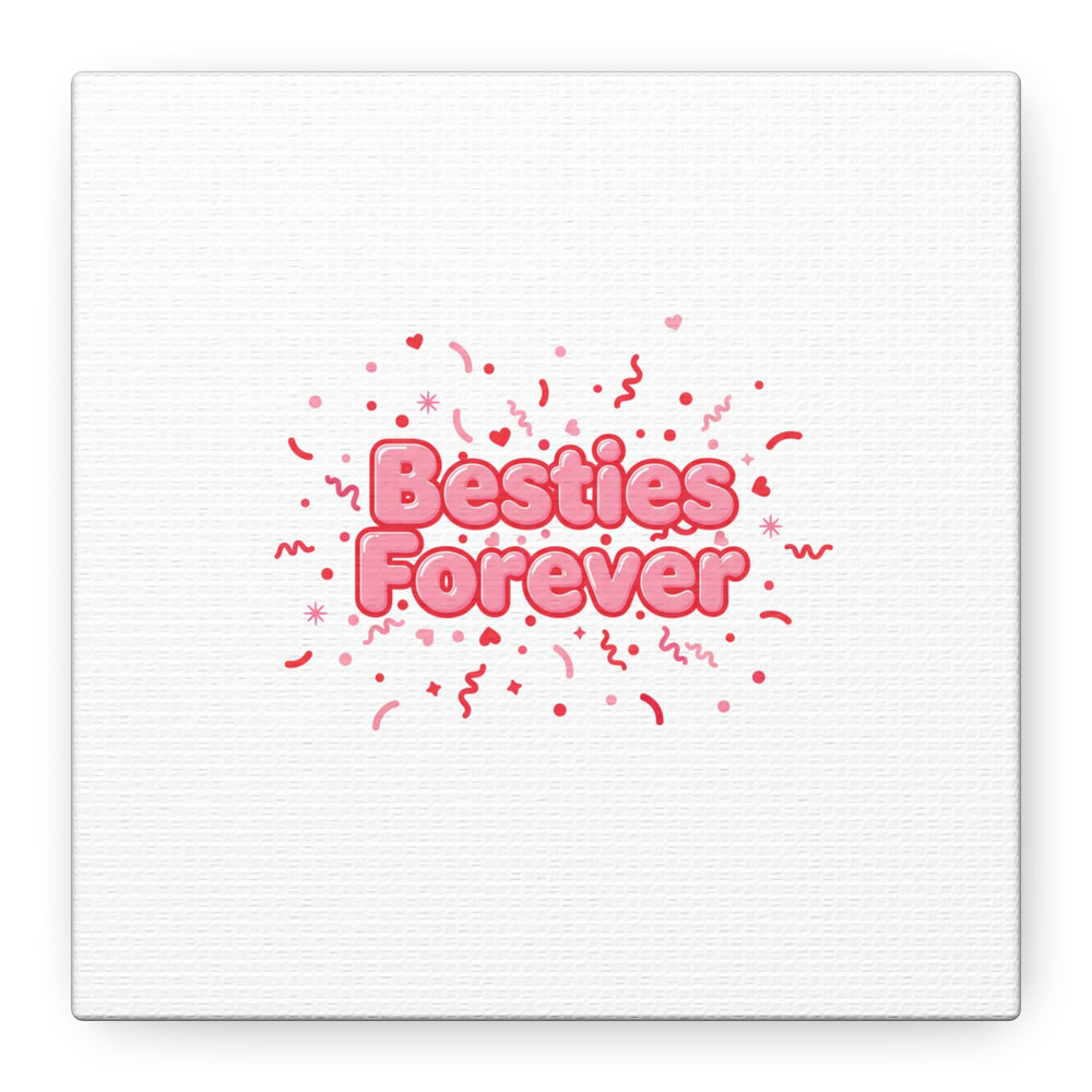 Besties Forever Canvas | Galentine’s Friendship Wall Art, Pink Confetti