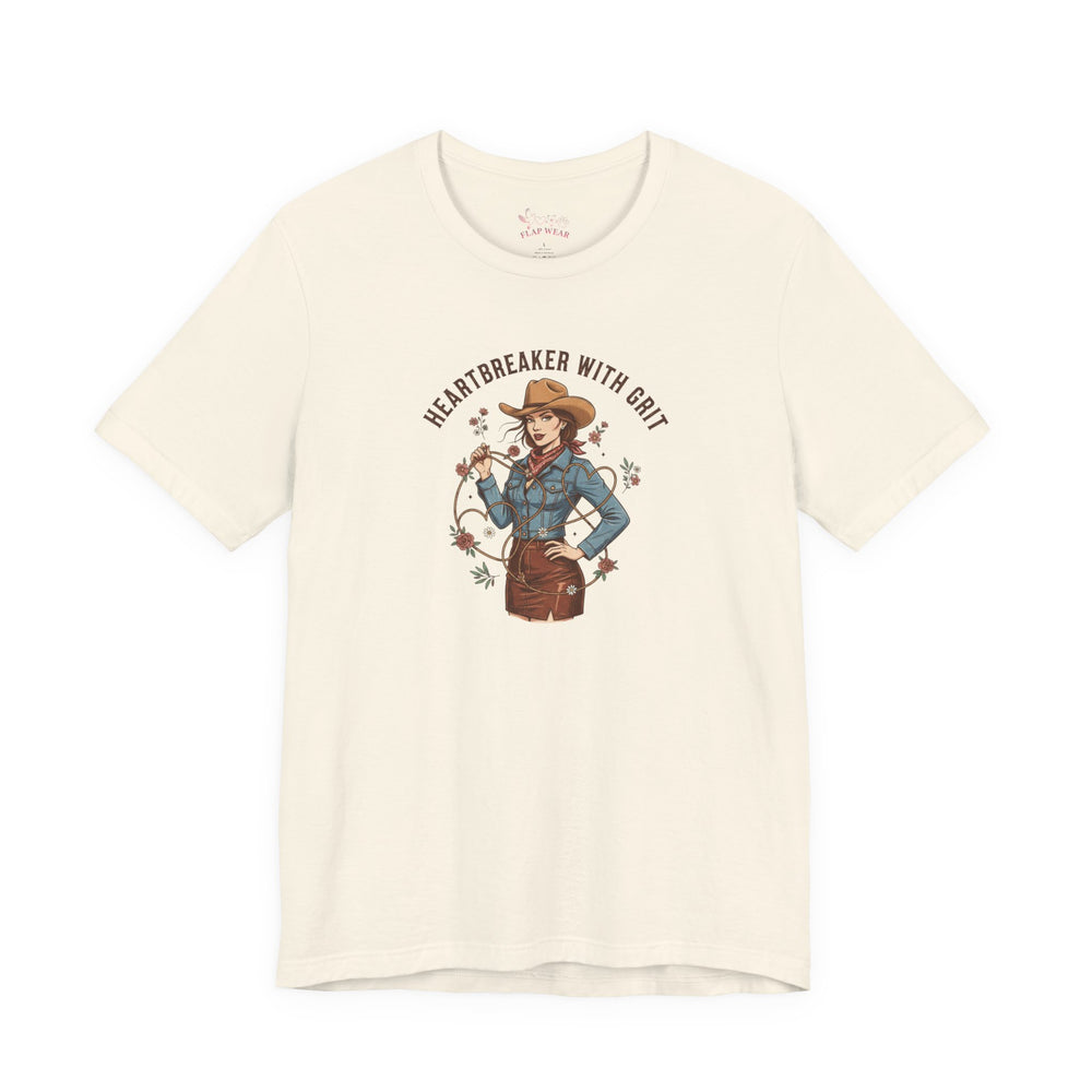 Bella+Canvas 3001 | Heartbreaker With Grit Tee | Western Valentine cowgirl, boot heart design