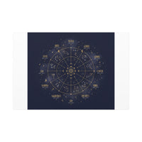 Gold Zodiac Wheel Canvas | Astrology Constellation Art, Cosmic Wall Print