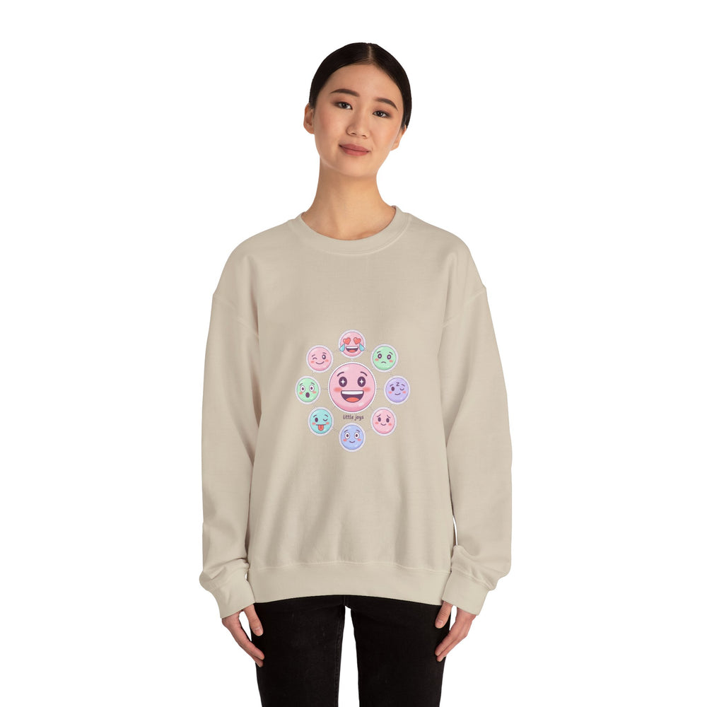 Pastel Doodle Emoticon Pattern Sweatshirt | cute emoji sticker repeat