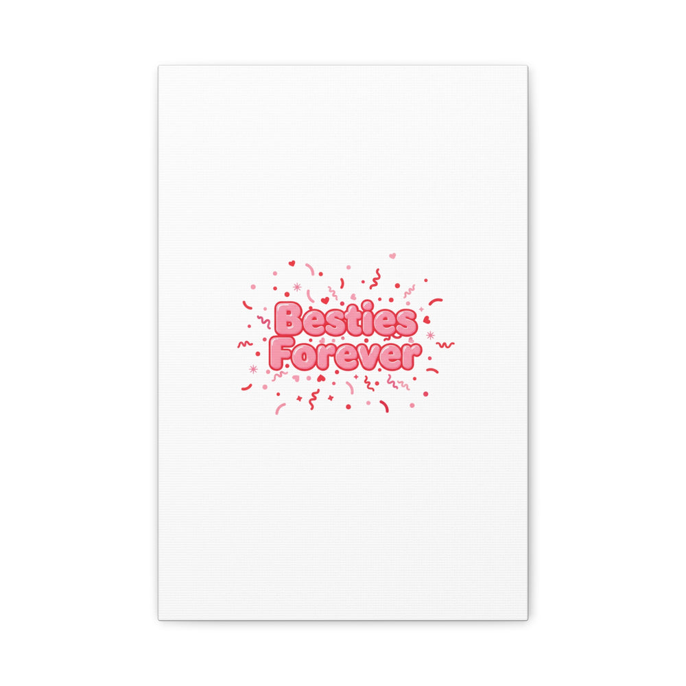Besties Forever Canvas | Galentine’s Friendship Wall Art, Pink Confetti