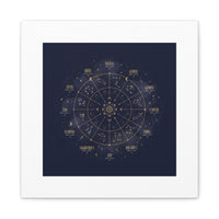 Gold Zodiac Wheel Canvas | Astrology Constellation Art, Cosmic Wall Print