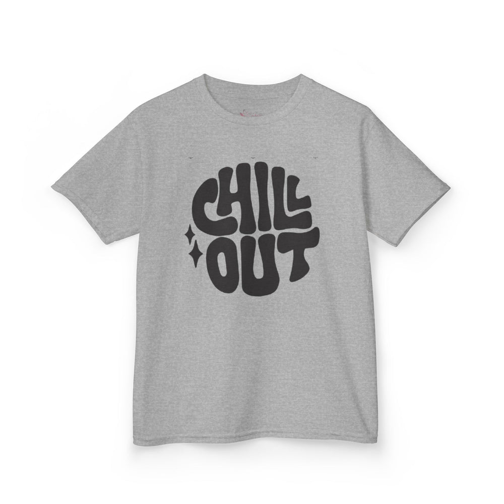 Gildan 5000B | Groovy "Chill Out" Kids' Cotton T-Shirt – Retro Aesthetic Youth Graphic Tee