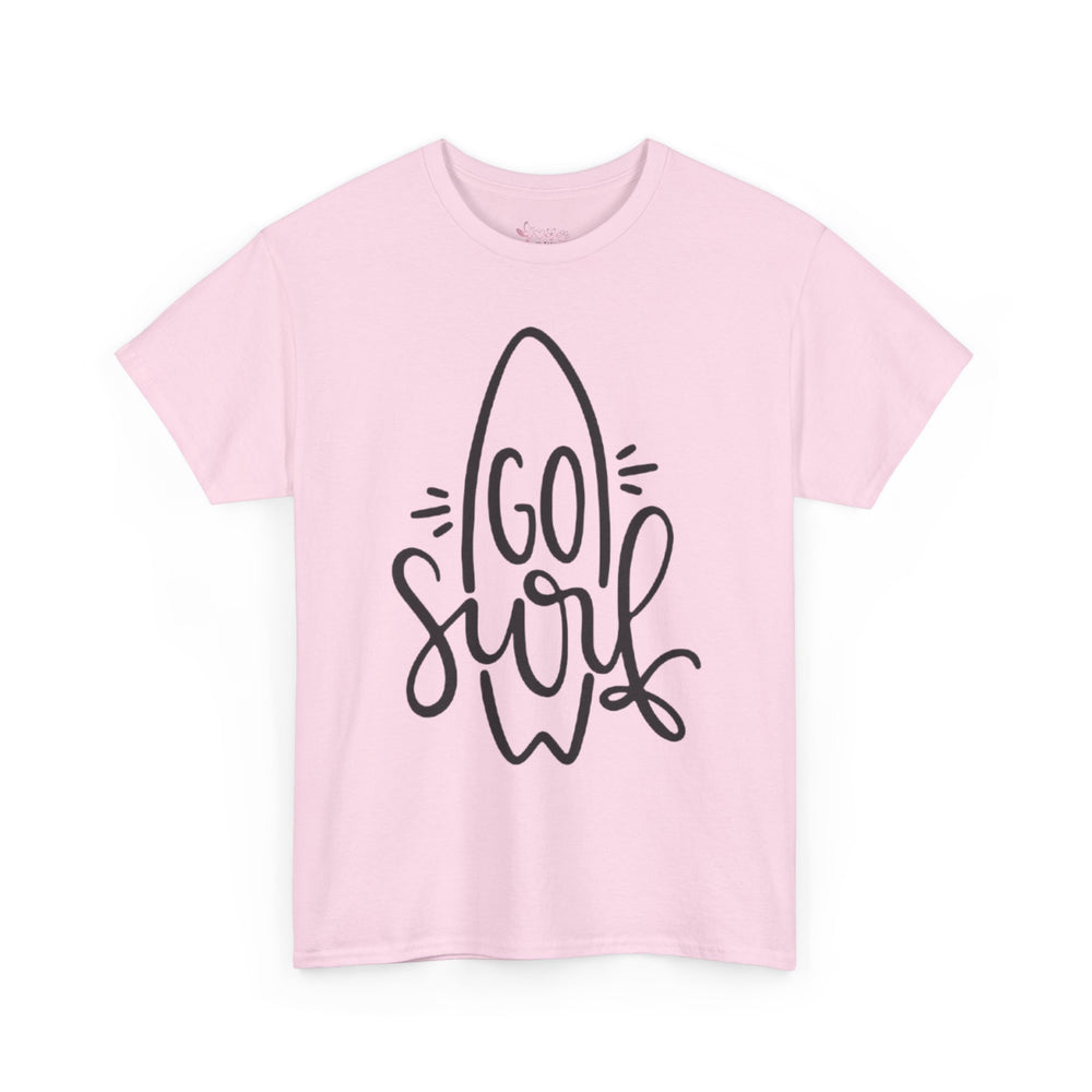 Gildan 5000 | Unisex Go Surf Cotton T-Shirt - Minimalist Coastal Surfboard Design