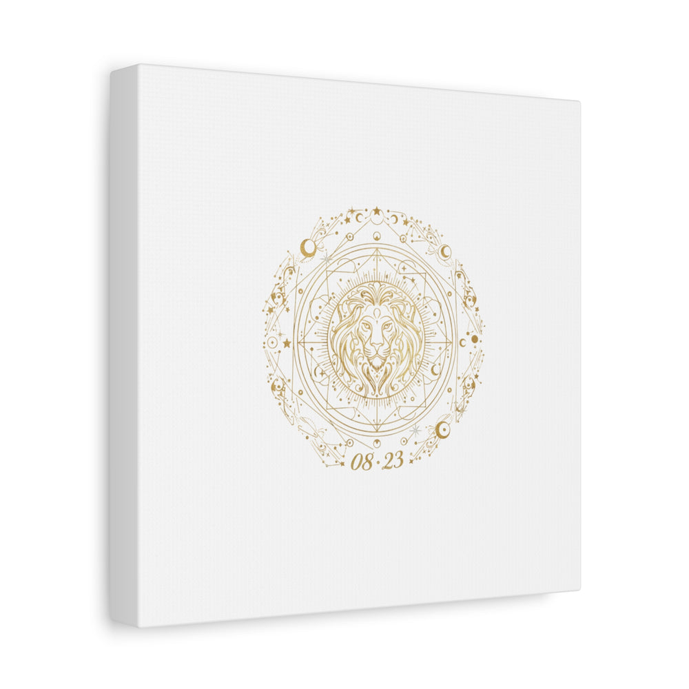 Gold Leo Zodiac Canvas, Astrological Constellation Art | Metallic Lion Wall Art