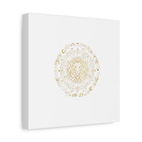 Gold Leo Zodiac Canvas, Astrological Constellation Art | Metallic Lion Wall Art