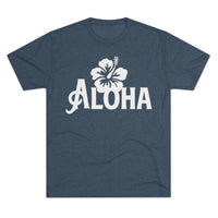 Next Level 6010 | Unisex Vintage Aloha Hibiscus Unisex Tri-Blend Tee – Retro Beach Vibes