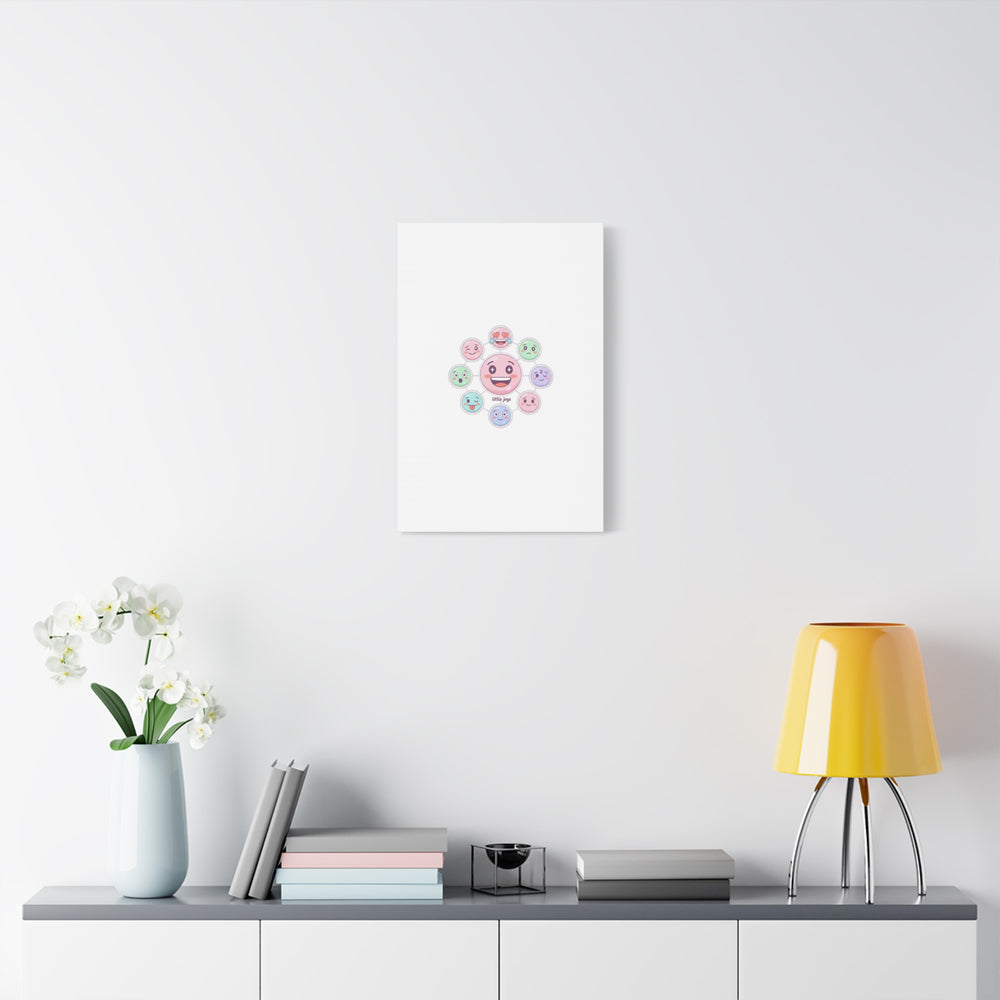 Hand-Drawn Emoticon Sticker Pattern Canvas | Cute Emoji Repeat Print