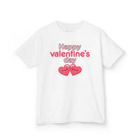 Kids Happy Valentine’s Day T-Shirt – Youth Modern Typography Graphic Tee – Soft Cotton Holiday School Shirt for Boys & Girls