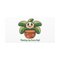 Planting Joy Every Day Canvas | Plant Parent Pun, Sage Cream Botanical Art