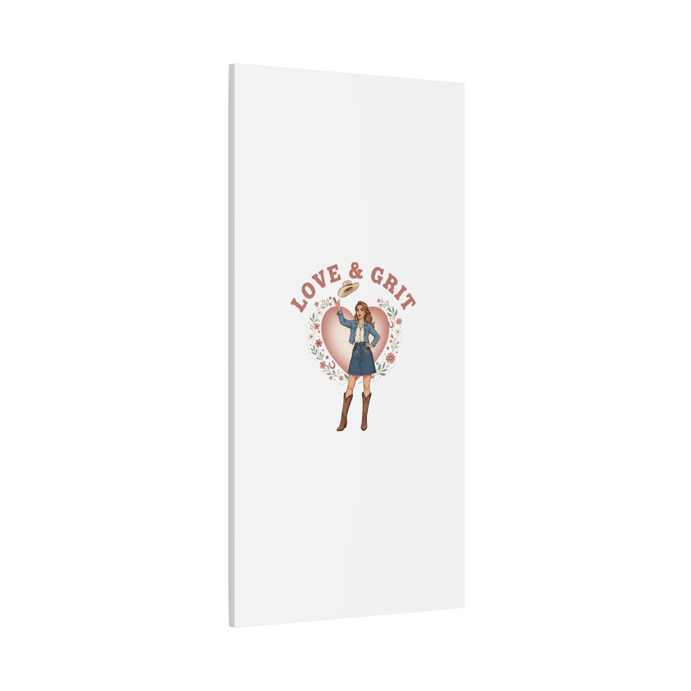 Love & Grit Canvas, Western Valentine Cowgirl Heart Poster | Cowboy Valentine