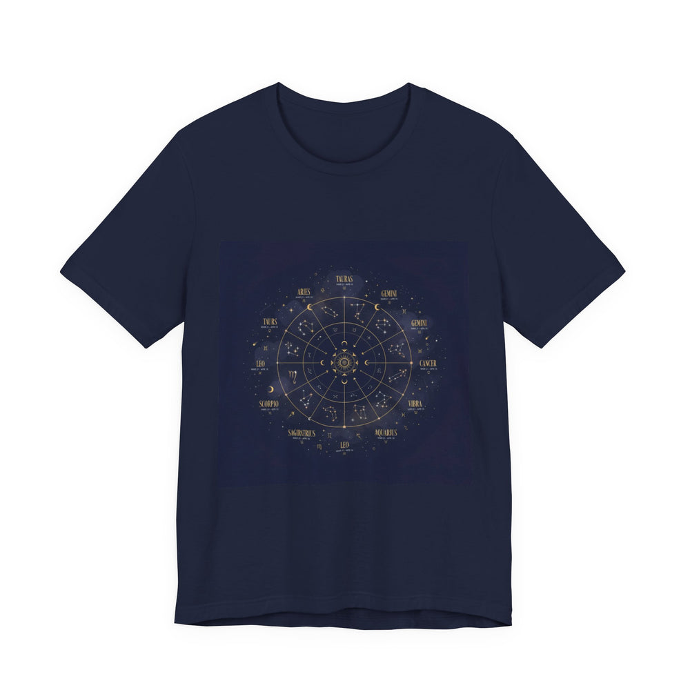 Zodiac Wheel Constellation Tee | Astrology Chart, Gold Foil Cosmic Design