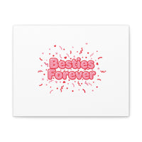Besties Forever Canvas | Galentine’s Friendship Wall Art, Pink Confetti
