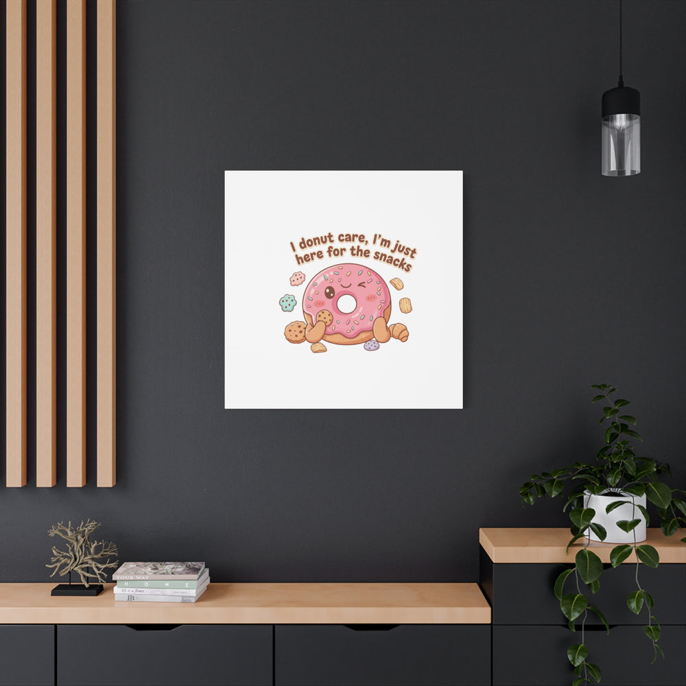 Donut Snacks Pun Canvas | Food & Snack Humor, Cozy Kawaii Art
