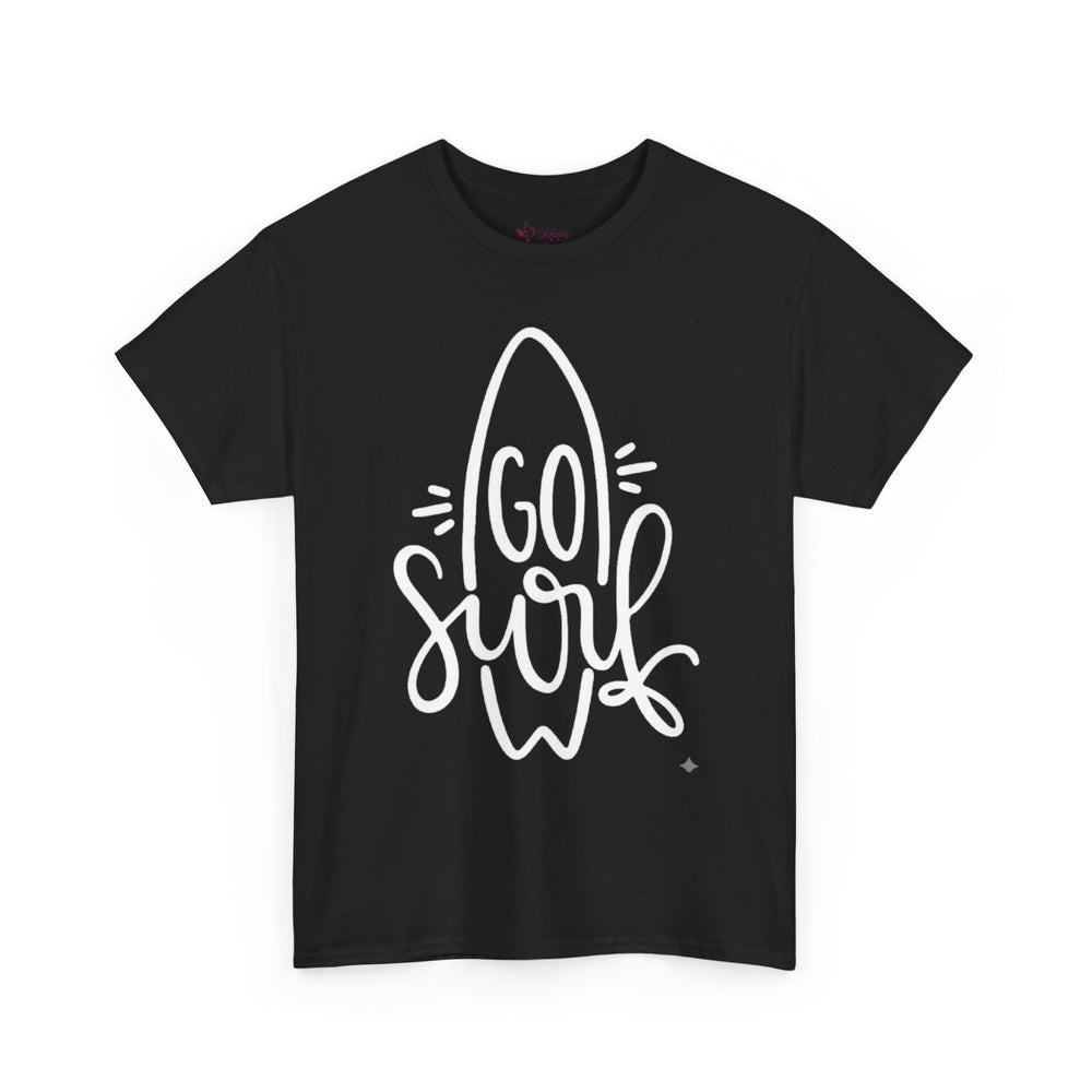 Gildan 5000 | Unisex Go Surf Cotton T-Shirt - Minimalist Coastal Surfboard Design