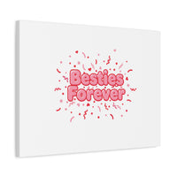 Besties Forever Canvas | Galentine’s Friendship Wall Art, Pink Confetti