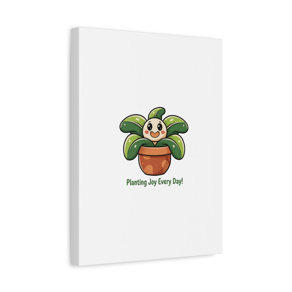 Planting Joy Every Day Canvas | Plant Parent Pun, Sage Cream Botanical Art