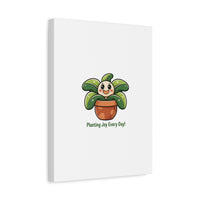 Planting Joy Every Day Canvas | Plant Parent Pun, Sage Cream Botanical Art
