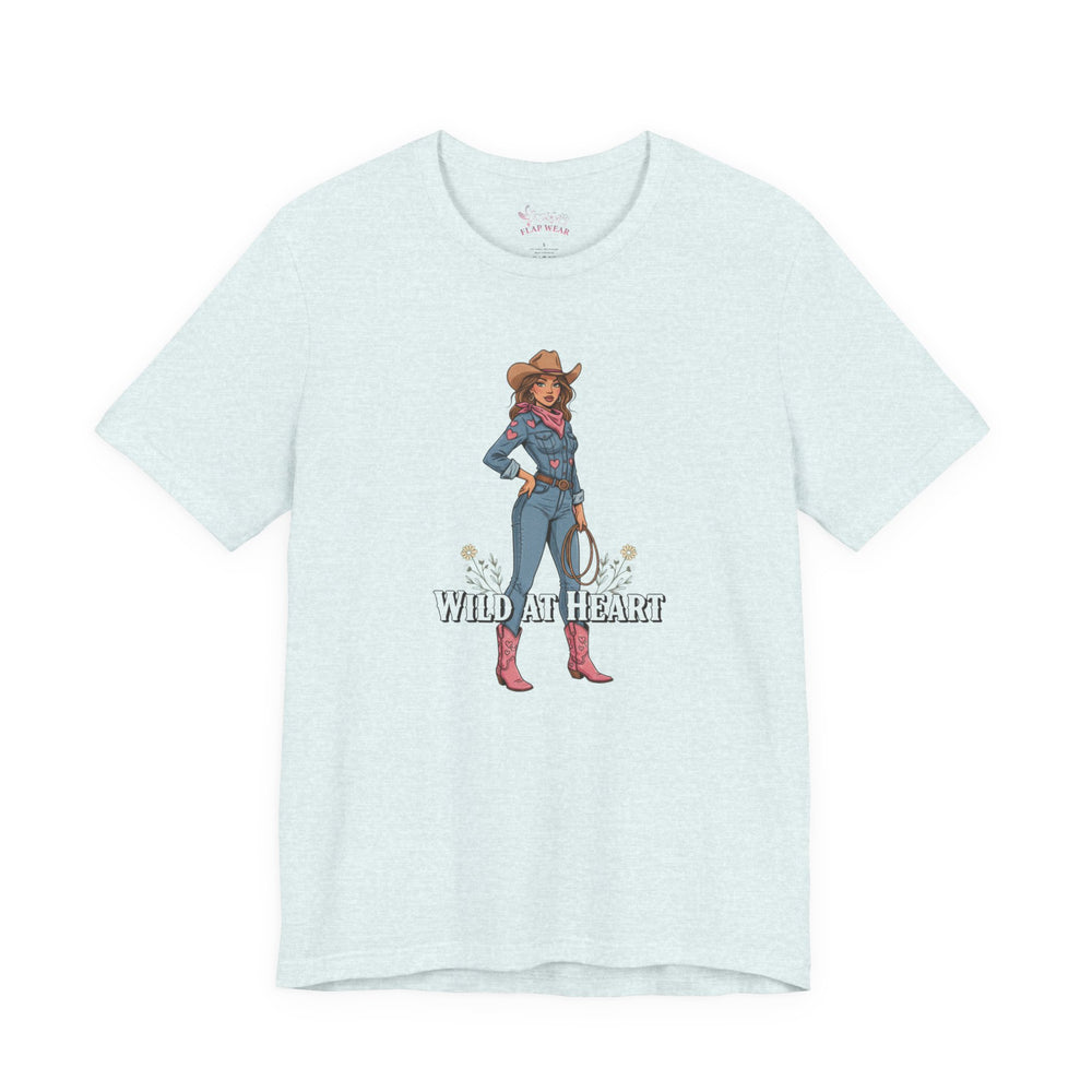 Bella+Canvas3001 | Wild at Heart Cowgirl Tee | Western Valentine, boot heart design