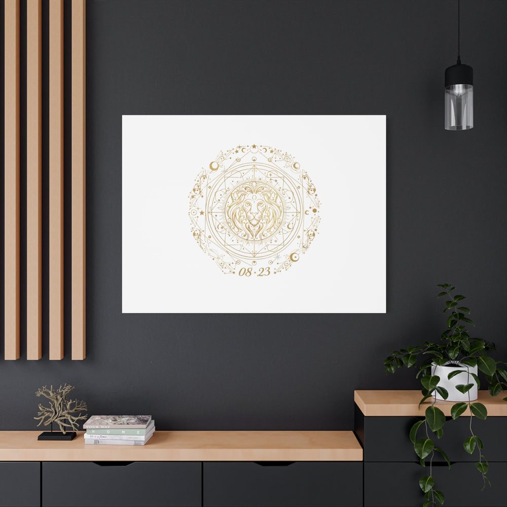 Gold Leo Zodiac Canvas, Astrological Constellation Art | Metallic Lion Wall Art