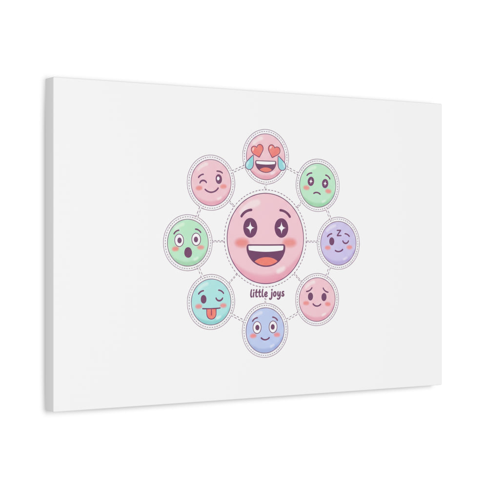 Hand-Drawn Emoticon Sticker Pattern Canvas | Cute Emoji Repeat Print