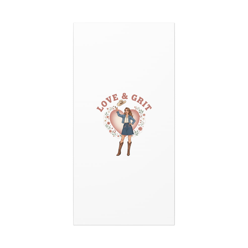 Love & Grit Canvas, Western Valentine Cowgirl Heart Poster | Cowboy Valentine