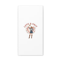 Love & Grit Canvas, Western Valentine Cowgirl Heart Poster | Cowboy Valentine