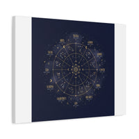 Gold Zodiac Wheel Canvas | Astrology Constellation Art, Cosmic Wall Print