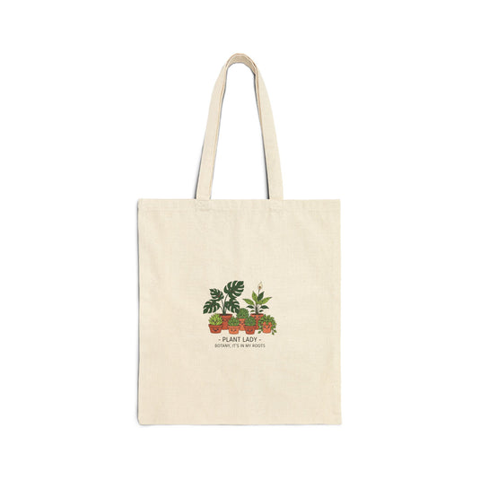 Plant Lady Tote, canvas plant parent humor tote, succulent pun, sage cream