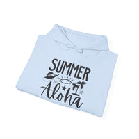 Gildan 18500 | Unisex "Tropical Life" Sunset Hoodie – Circular Palm Tree & Wave Graphic – Premium Soft Coastal Fleece