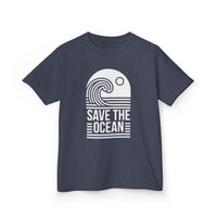 Gildan 5000B | Kids' Save the Ocean Eco-Graphic T-Shirt | Soft Cotton Ocean Wave Tee