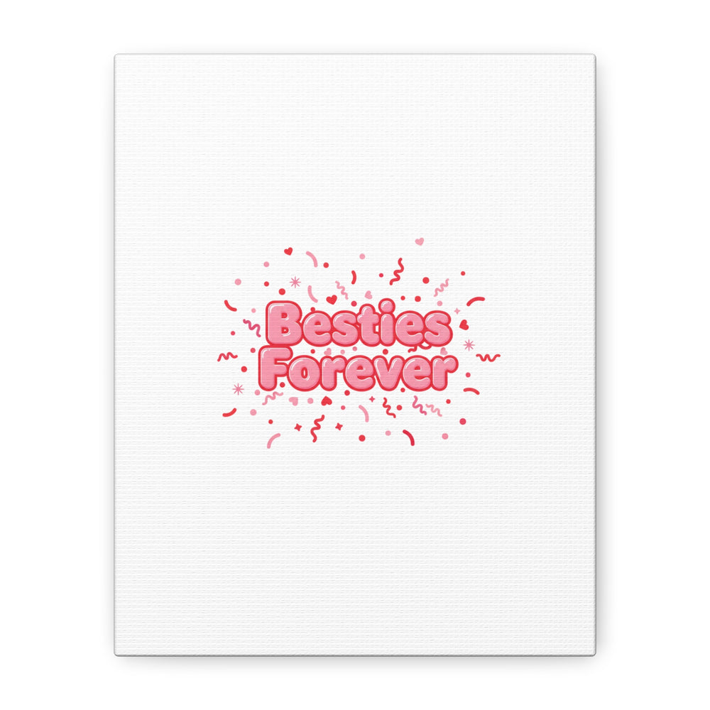 Besties Forever Canvas | Galentine’s Friendship Wall Art, Pink Confetti