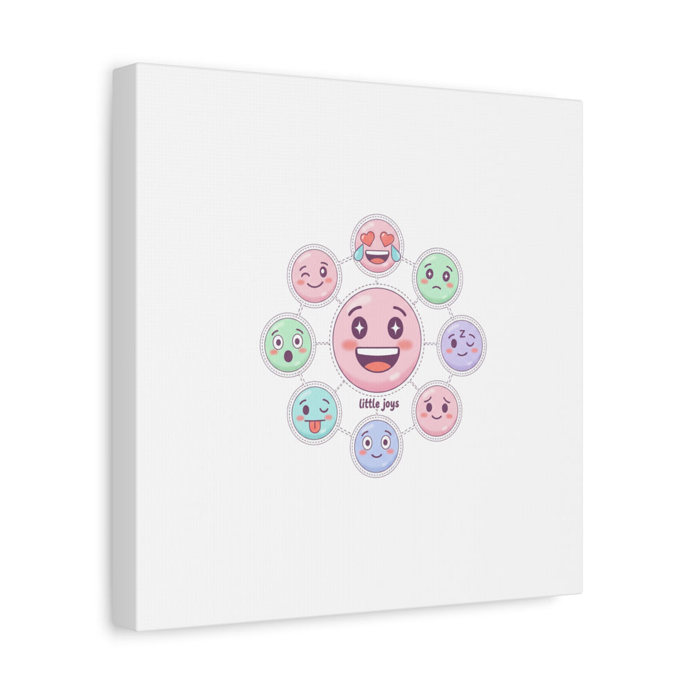 Hand-Drawn Emoticon Sticker Pattern Canvas | Cute Emoji Repeat Print
