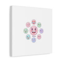 Hand-Drawn Emoticon Sticker Pattern Canvas | Cute Emoji Repeat Print