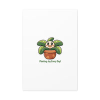 Planting Joy Every Day Canvas | Plant Parent Pun, Sage Cream Botanical Art